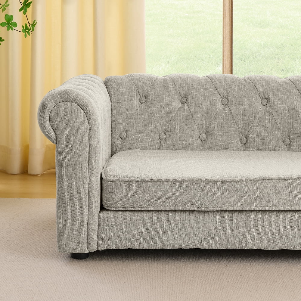Elevated Modern Linen Pet Sofa Bed, Oversized Rectangular Dog Couch with Foam Padding for Large & Extra Large Dogs, MDF Frame Sturdy Pet Furniture