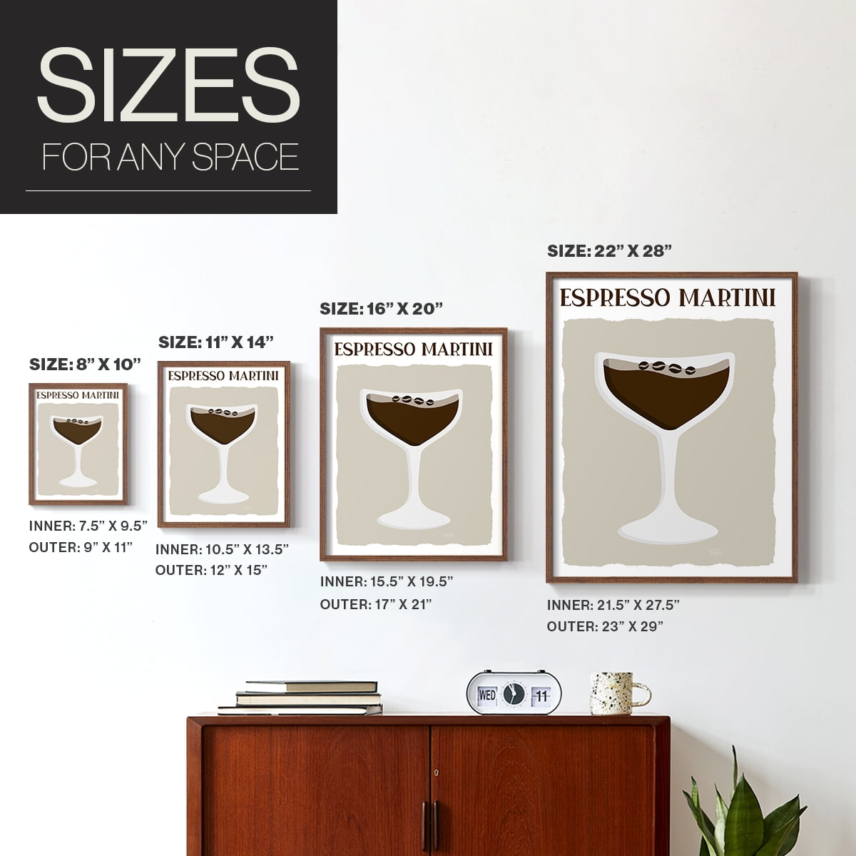 Espresso Martini in Paper Solid Wood 11 x 14 Framed Print