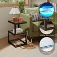 thumbnail image 5 of Permory Glass 3-Tier S-Shaped Side Table with LED Strip, Black End Table for Living Room & Bedroom, 5 of 10