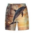 thumbnail image 4 of Lsque Mens Swim Trunks Sailing Dancing Dolphin Pattern - Bathing Suit Compression Liner - Beach Swim Shorts Swimwear - (S-3XL) - Stretch Quick Dry -Large, 4 of 9