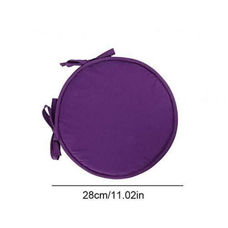 Set of 4 Armchair Pads - Chair Cushions with Decorative Bow Ties Chair Pad Seat Cushion for Dining Room Conservatory Terrace Balcony Purple 28cm