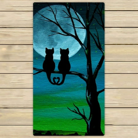 Beach Towels Cute GCKG Unique Cute Cat Design Beach Towel Shower Towel Wrap For Home and Travel Use Size 30x56 inches ()