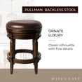 thumbnail image 3 of Maven Lane Pullman Backless Counter Stool in Dark Walnut Finish with Vintage Brown Vegan Leather, Set of 3, 3 of 6