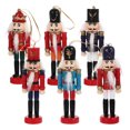 thumbnail image 1 of Shisuyan Nutcracker Ornament Wood Assorted Color 6Pcs 4.7x1.4x0.8in, 1 of 8