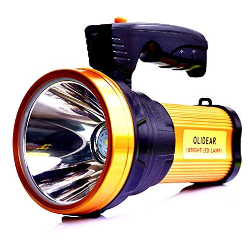 Olidear Heavy Duty Flashlight – Bright Rechargeable Searchlight with 2 Modes – Led Spotlight Handle with USB Output for Mobile Charging – Easy to Use