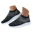 thumbnail image 2 of YLYL Women's Knit Sock Sneakers Rhinestone Glitter Arch Support Slip on Lightweight Casual Nurse Shoes, 2 of 5