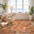 thumbnail image 3 of Design&I 9'x12' Washable Area Rug Sleek Flatweave Pet Friendly Terracotta Retro Bauhaus Inspired Curved Forms Boho Mid Century for Master Suite, Under Bed, 3 of 7