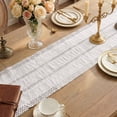 thumbnail image 5 of Macrame Boho Table Runner 72 Inches Long Farmhouse Woven Cotton Home Decor for Dining Room Table Kitchen Island Buffet Console Bridal Shower Party Rustic Farmhouse Kitchen Decor - 12x72 Inch（White）, 5 of 8