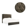 thumbnail image 3 of Benjara BM228551 Wooden Bed with Button Tufted Upholstered Headboard, Gray & Brown - Queen Size, 3 of 5