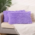 thumbnail image 1 of Funda de cojín REGALWOVEN Set de 2, fundas de cojín suaves y esponjosas, fundas de almohada de felpa de doble cara, morado 18" x 18", 1 of 7
