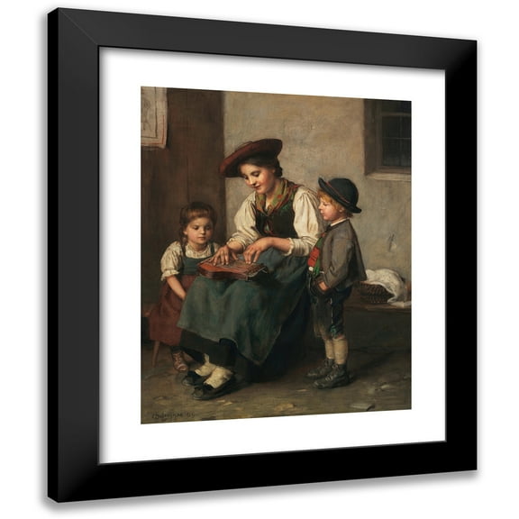 Franz von Defregger 12x14 Black Modern Framed Museum Art Print Titled - The Zither Player (1909)