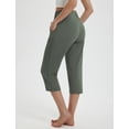 thumbnail image 3 of BALEAF Womens Yoga Capri Pants with Zipper Pockets Summer Drawstring Capris Joggers Lounge Crop 19" Green M, 3 of 7