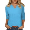 thumbnail image 2 of Tops for Women Trendy Loose Long Sleeve Shirt Women Tight Fitting Athletic Shirts Camp Shirts Plaid Oversized Shiny Long Sleeve Shirt High Neck Top Graphic Tee T Tops Fit Clothe T Blue M, 2 of 4