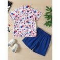 thumbnail image 3 of Wassery 4th of July Toddler Baby Boys Independence Day Outfits  Flag/Hat Print Button Shirt + Blue Casual Shorts 2Pcs 6M 1 2 3 4 5 Years Summer Casual Gentleman Clothes Set 0-3T, 3 of 9
