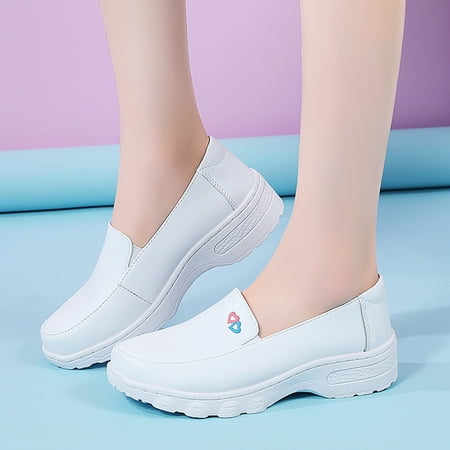 

Cathalem Women Shoes Slope Heel Shoes Soft Soles Breathable And Comfortable Leather Small White Womens Dress Casual Shoes Size 6 White 8.5