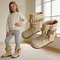 thumbnail image 2 of Toddler Girls Boots Mid Calf Slouch Fringe Tassel Casual Winter Shoes for Little Kids, 2 of 8