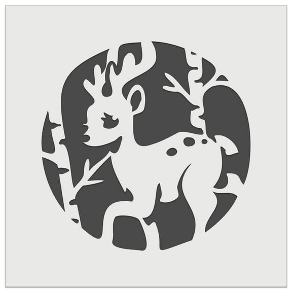 Reindeer in Birch Forest with Trees DIY Cookie Wall Craft Stencil - 5.5 Inch
