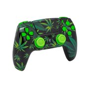 Custom Controllerzz Wireless Controller Compatible with PS5 - Multiple Designs Available (Weeds & Green Chrome Inserts)