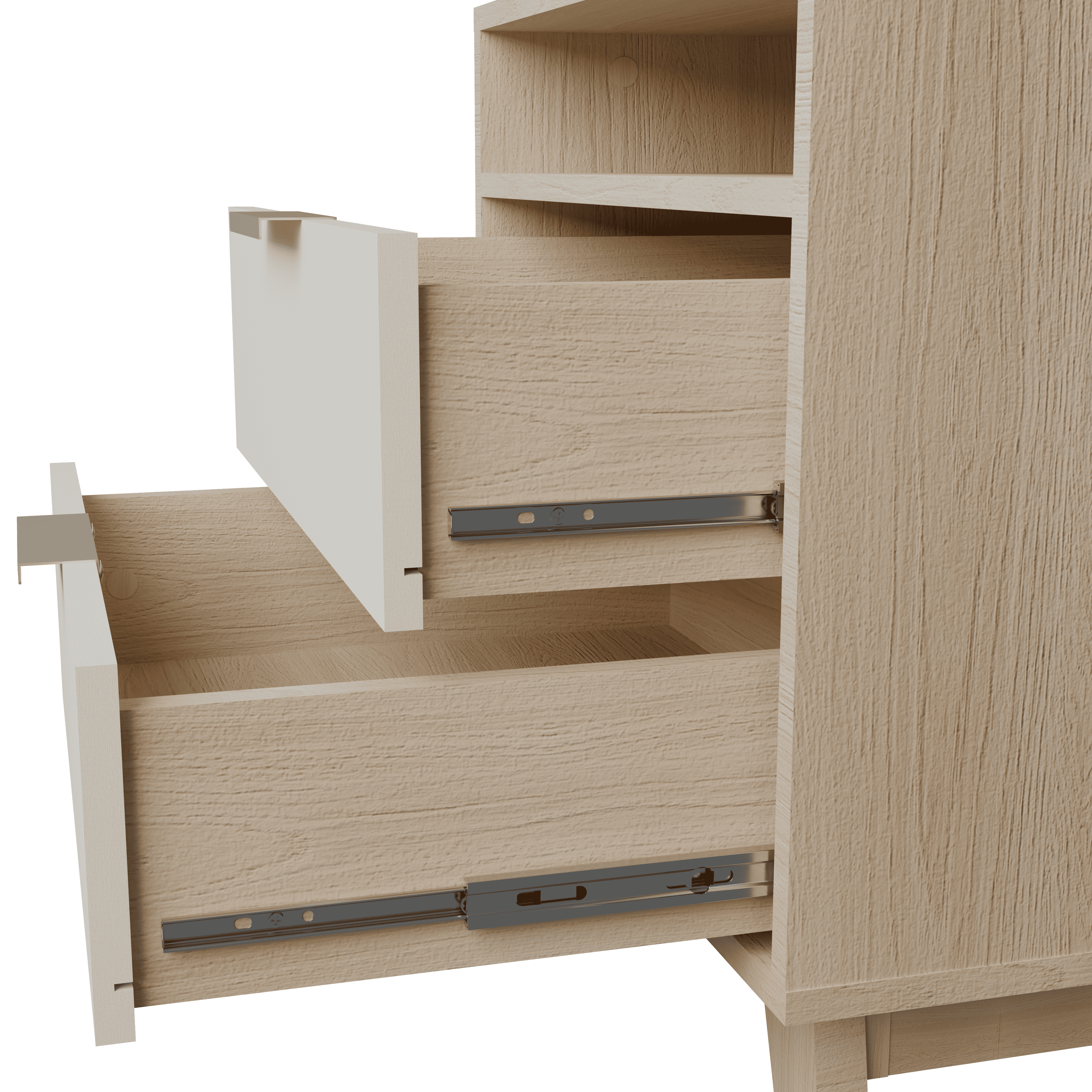 Kappesberg Copenhagen 2-Drawer Nightstand with Open Shelf, Blonde Oak/Cream – Modern Bedroom Storage for Adults and Teens