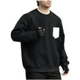 thumbnail image 2 of Hipattires Long Sleeve Shirts for Men Pocket Pullover Solid Loose Sweatshirts Big and Tall , Round Collar Mens Shirts, 2 of 9