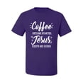thumbnail image 2 of Wild Bobby Coffee Gets Me Started Jesus Keeps Me Going Inspirational/Christian Men Graphic Tee, Purple, 3X-Large, 2 of 5