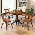 thumbnail image 2 of GOFLAME 40” Round Dining Table for 4 People, Wooden Kitchen Table with Curved Trestle Legs, Large Dinner Table for Kitchen, Dining Room, Living Room, Restaurant, Walnut, 2 of 14