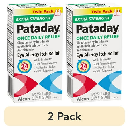 (2 pack) Pataday Once Daily Extra Strength Eye Itch Allergy Relief Eye Drops, 2.5 ml (Twin Pack)