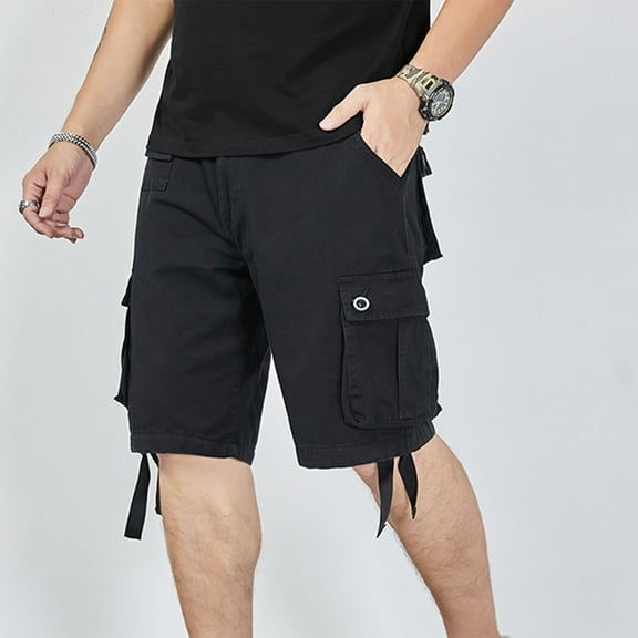 DDAPJ pyju Men's Cargo Shorts Vintage Casual Summer Shorts Lightweight Multi Pocket Fishing Hiking Shorts Big and Tall Relaxed Fit Work Shorts Black 5XL