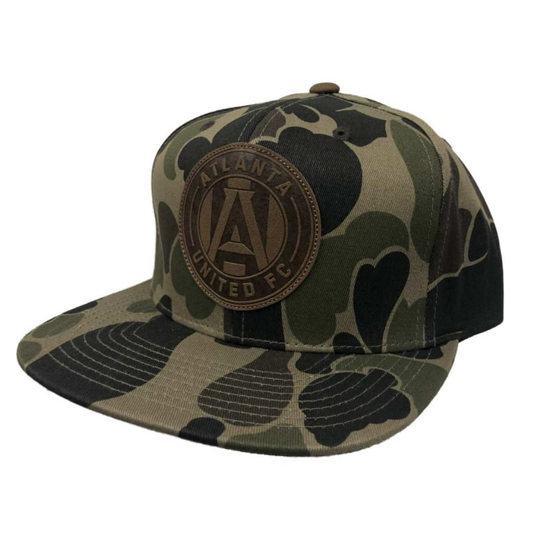 Atlanta United FC Mitchell Ness Lux Camo Leather Strapback Flat