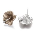 thumbnail image 2 of Spray Painted Alloy Stud Earring Findings with Stainless Steel Pins and Loop Flower Platinum Camel 18x18mm Hole: 1.4mm Pin: 1mm, 2 of 2