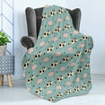 thumbnail image 4 of Pig Soft Flannel Fleece Throw Blanket, Doodle Pattern with Pig Boar and Oak Twig on Blue Background in Cartoon Style, Cozy Plush for Indoor and Outdoor Use, 50" x 70", Multicolor, by Ambesonne, 4 of 5