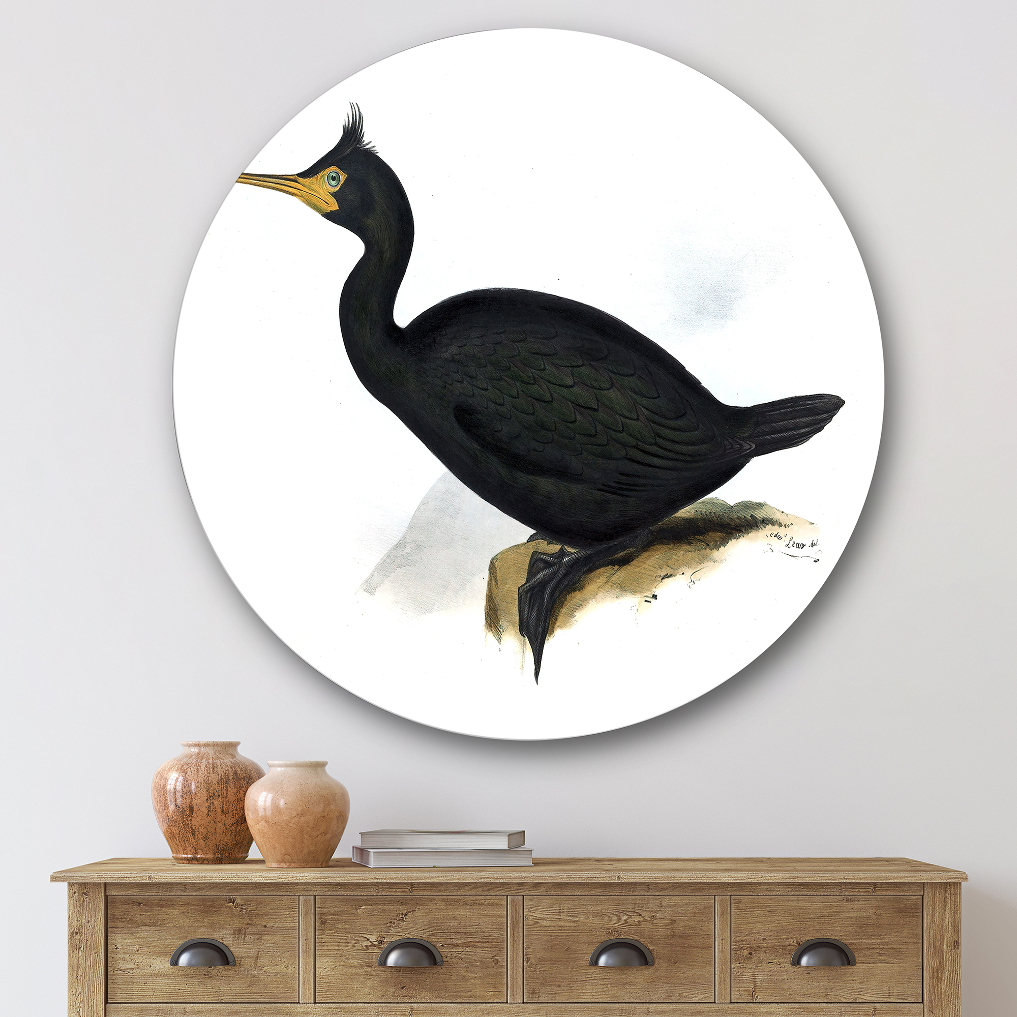 Designart 'Ancient Bird Life IV' Traditional Circle Metal Wall Art 29x29 - Disc of 29