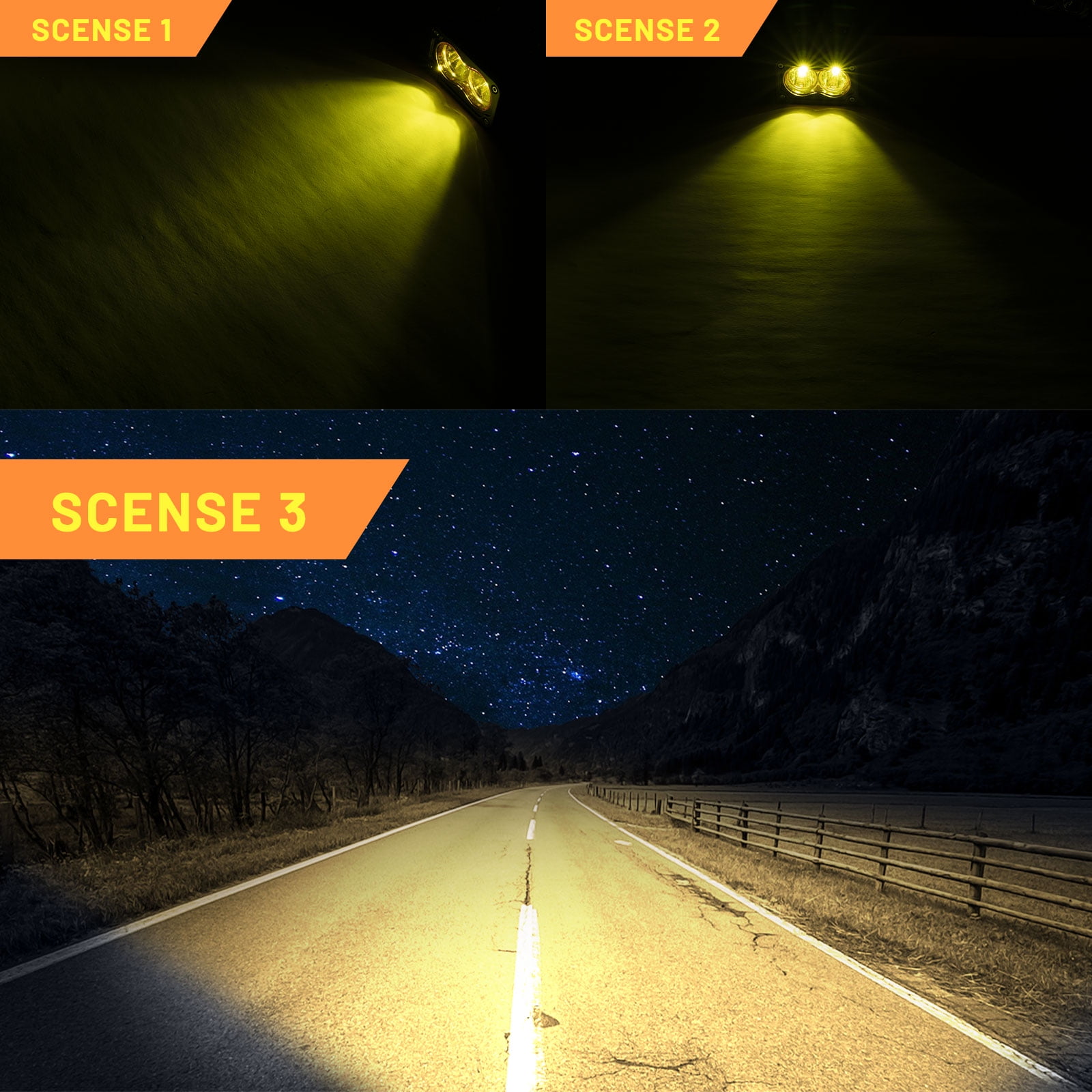 Yellow LED Pods, 2PCS 40W 3 Inch Ditch Lights Off Road Light Driving Beam Super Bright Fog Yellow Chase Light Driving LED Cubes for Truck Surron Motorcycle UTV ATV Dirt Bike Tractor