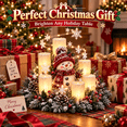 thumbnail image 5 of Snowman Christmas Lighted Centerpiece with Flameless Candle Glow, Christmas Decoration with Frosted Greenery, Red Berries & Pinecones, Perfect for Home Tabletop & Holiday Gift, 10.6" x 11.8", 5 of 7