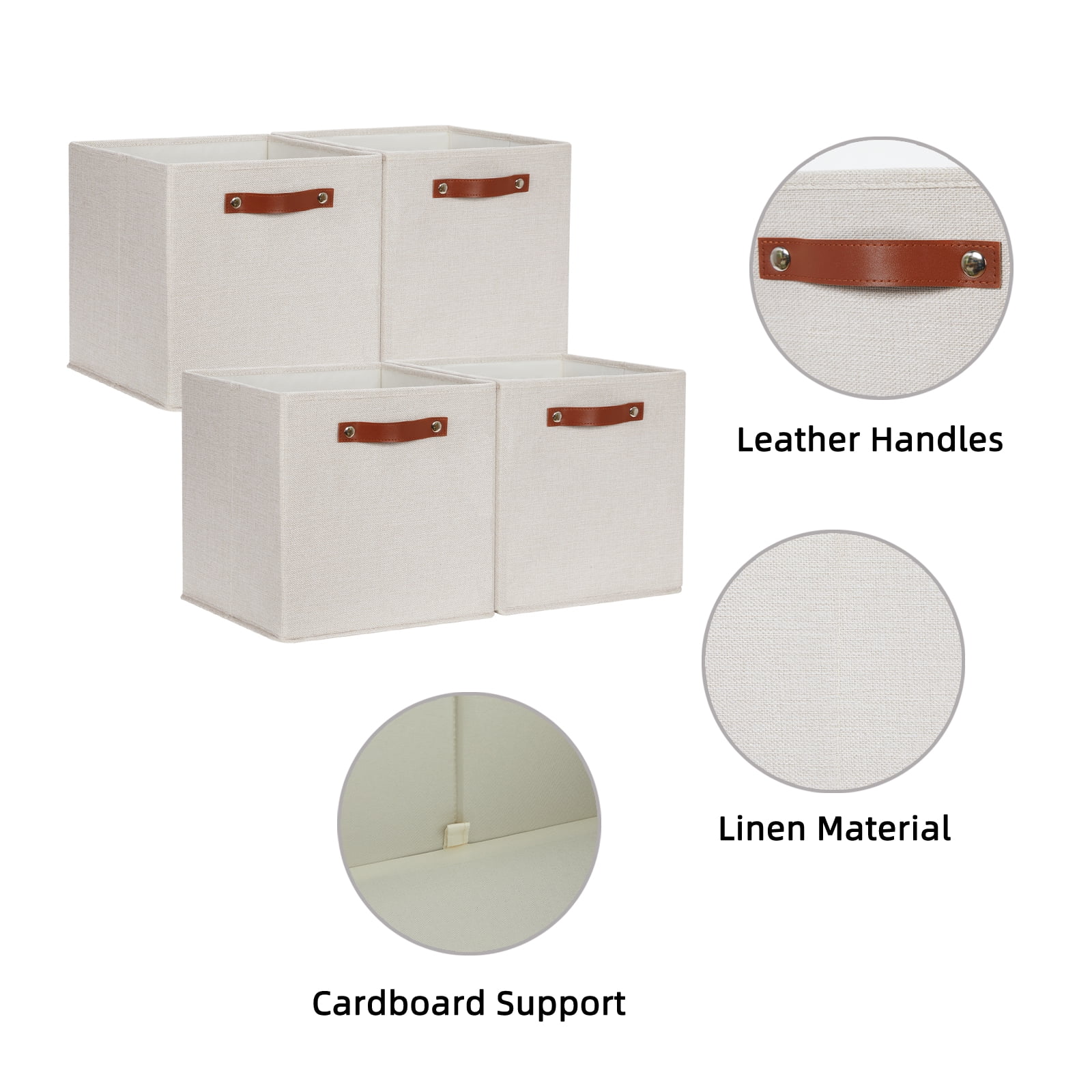 ANLEM Fabric Storage Cubes Set of 4,12 x 12 Storage Baskets,Cloth Storage Bins for Organizing with Handles,Closet Baskets for Organizing Home Nursery(Gream)