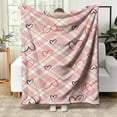 thumbnail image 3 of Double Sided Flannel Fleece Throw Blanket 39x51 Inch, Lightweight Soft Skin-Friendly Blanket for Couch, Office Nap, Travel & Camping, Machine Washable, Pink, 3 of 5