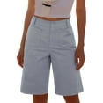 thumbnail image 2 of SwiftWear Women's Bermuda Shorts High Waisted Stretch Elastic Waist Pockets Knee Length Work Casual Dressy Summer Trousers for Office Daily, 2 of 9