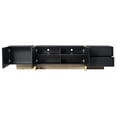 thumbnail image 5 of Yardi Yard Luxury Fluted TV Stand for TVs Up to 80'', Modern Entertainment Center with Storage Cabinets & Drawers, Smooth Media Console with Golden Wood Grain Legs for Living Room, Black, 5 of 13