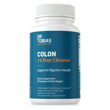 Dr. Tobias Colon 14 Day Cleanse, Gut Cleanse Detox for Women & Men, Non-GMO, 28 Capsules (1-2 Daily)