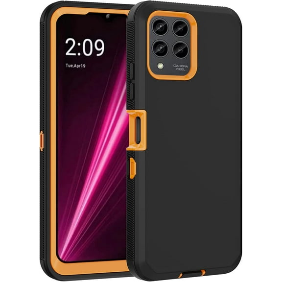 T-Mobile Revvl 6 Pro 5G Case Protective Phone Cover Orange | Heavy Duty Drop Protection, Full Body, Shockproof, Built in Screen Protector
