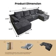 thumbnail image 3 of Kelyda 130'' Boneless Sectional Couch, Modern Chenille U Shaped Modular Cloud for Living Room Dark Grey, 3 of 9
