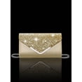 thumbnail image 2 of REMANLAND Champagne Gold Glitter Formal Clutch Bag, Matching Teardrop Crystal Necklace Earrings Bracelet Jewelry Set for Wedding Banquet, 2 of 7