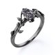 thumbnail image 4 of JeenMata Anillo de Compromiso de 4 Puntas con Diseño Botánico Cuarzo Rutilado con Agujas Negras Talladas en Forma de Pera de 1 Quilate; Baño de Oro Negro de 18 K sobre Plata, 4 of 6