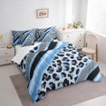 thumbnail image 3 of Homewish Fashion Cheetah Print Bedding Comforter Set, Leopard Wildlife King Bedding Sets, Blue Abstract Stripes Bed Sheets, Lightweight Room Decor, 3 of 7