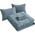 thumbnail image 5 of Chezmoi Collection Piper 7-Pieces Bed in a Bag Comforter Set with Sheets, Honeycomb Hexagon Quilted Double Brushed Microfiber Lightweight All Season Bedding Set, Full, Dusty Blue, 5 of 9