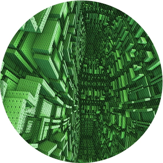 Ahgly Company Indoor Round Patterned Deep Emerald Green Area Rugs, 5' Round