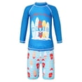 thumbnail image 3 of Doomiva Kids Boys Shark Bro 2 Pcs Athletic Swimsuit Upf 50+ Swim Shirts with Shorts Surfing Rash Guard Sets Blue 6-8, 3 of 5