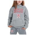 thumbnail image 2 of Toddler Girls Outfit Sets Kids Middle And Older Long Sleeved 2025 New Years Print Hooded Top Sweater Pants Set,2-Piece,Size 2-13Y, 2 of 3