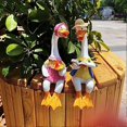 thumbnail image 2 of Couple Duck Garden Statues Cartoon Resin Cute Sitting Chicken Sculpture Goose Lovers Figurine Gift Decoration for Home B, 2 of 5