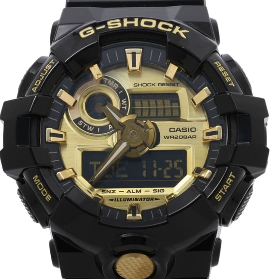 Pre-Owned CASIO GSHOCK ANALOG DIGITAL GA700 SERIES GA710GB1AJF Men's Watch, Gold/Black Resin
